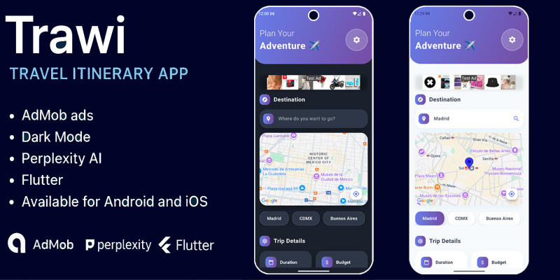 Trawi - AI Travel Itinerary App Flutter
