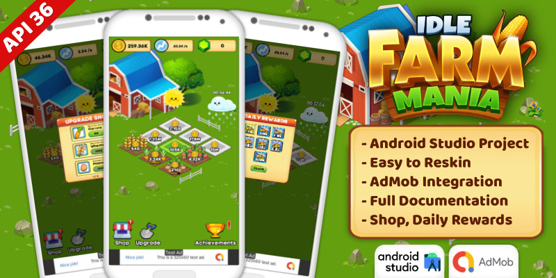 Idle Farm Mania - Android Studio Template
