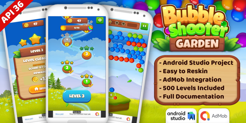 Bubble Shooter Garden - Android Studio Template