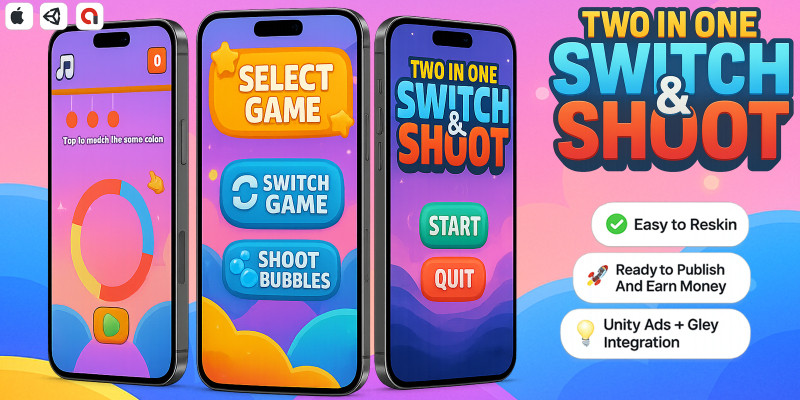 Two in one Switch & Shoot - Casual Mobile Game
