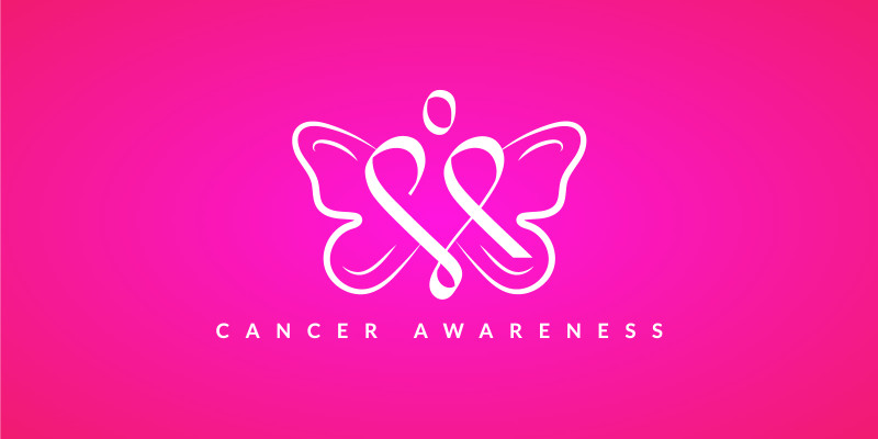 Cancer Awareness Logo Cancer Ribbon with Butterfly