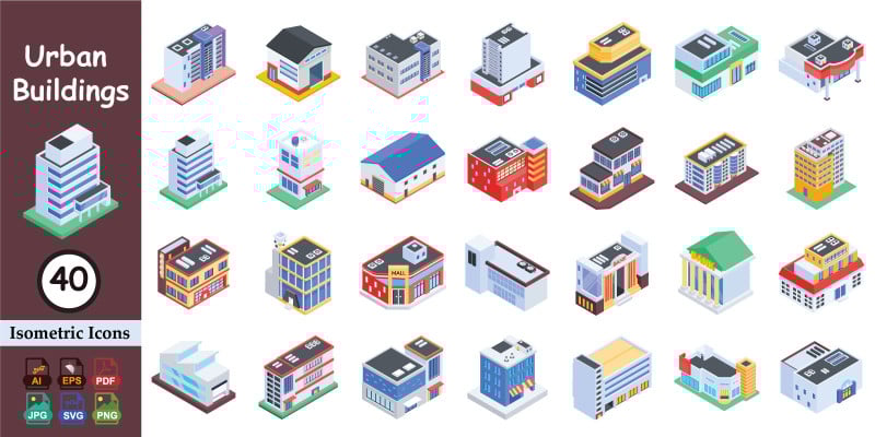 Urban Buildings Isometric Vector Pack