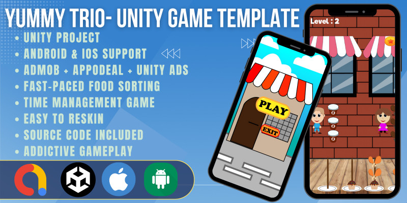 Yummy Trio Food Sorting Game - Unity Source Code