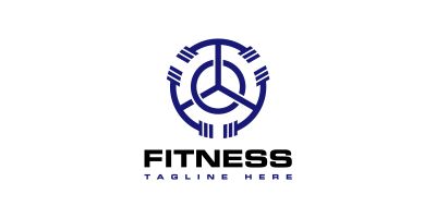 Triple Fitness Equipment Logo Design Barbell Logo