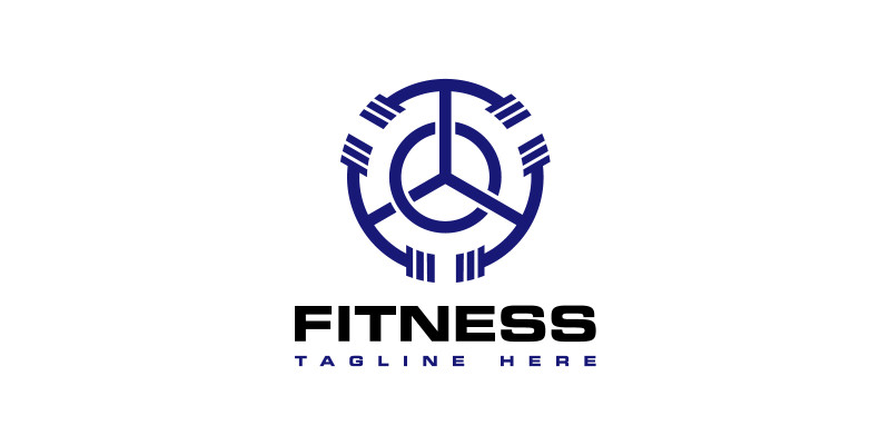 Triple Fitness Equipment Logo Design Barbell Logo