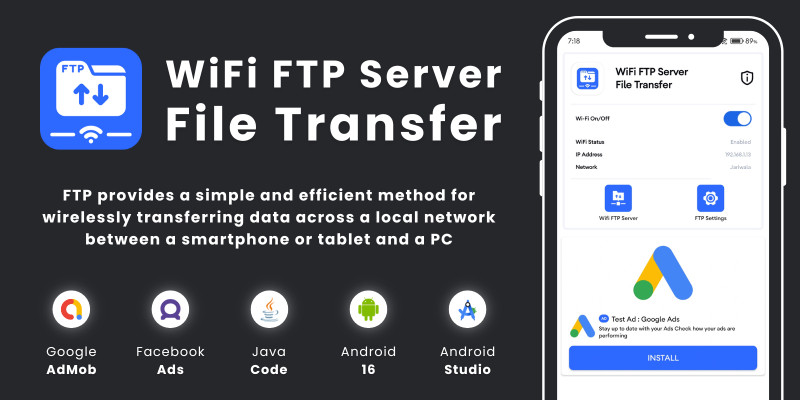 WiFi FTP Server File Transfer AdMob FB Ads Android