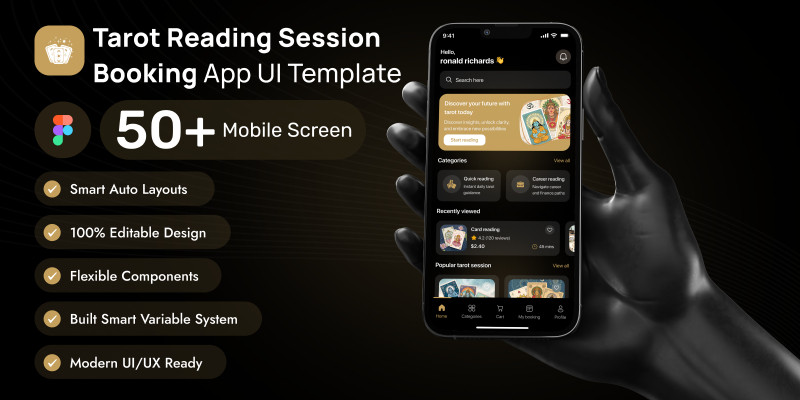 Tarot Reading Session Booking App Figma UI Kit 