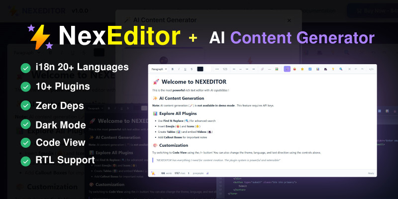 NEXEDITOR - Enterprise WYSIWYG Editor with AI