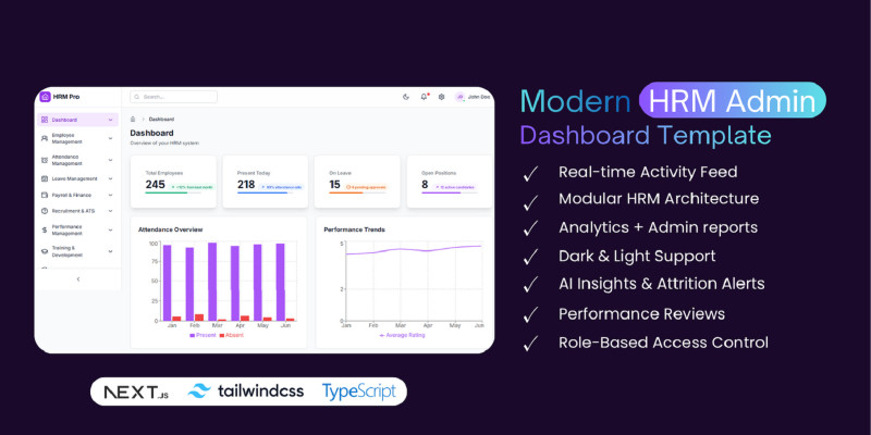 Modern HRM Admin Dashboard – Next.js