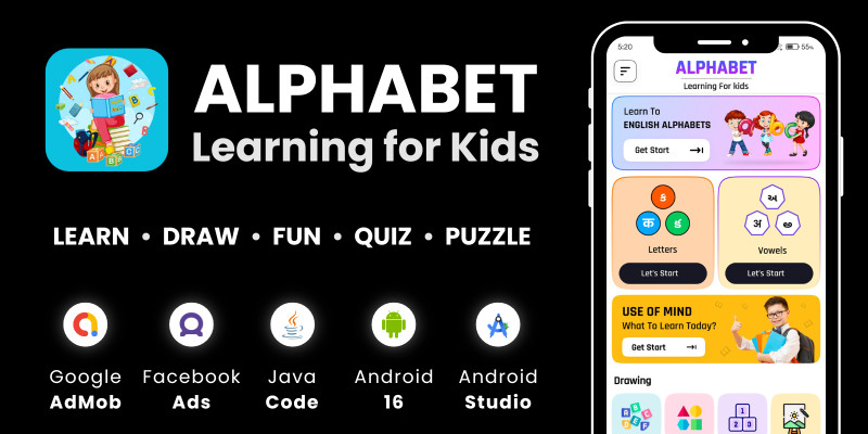 Alphabet Learning for Kids AdMob FB Ads Android