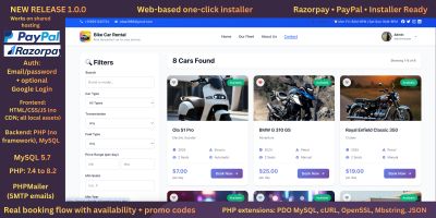 Car Bike Rental Website – PHP Car Rental Script