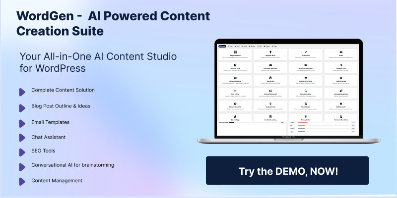Wordgen - All-in-One AI Content Studio WordPress