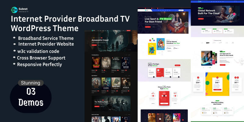 Subnet - Internet Provider Broadband TV WP Theme