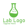 Green Science Laboratory Flask Logo Vector 