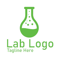 Green Science Laboratory Flask Logo Vector 