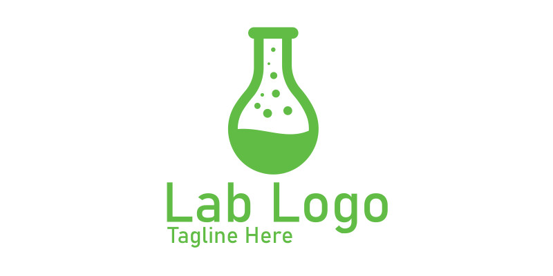 Green Science Laboratory Flask Logo Vector 