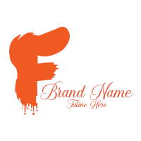 Creative Fox Tail &amp; Paint Drip Letter F Logo 