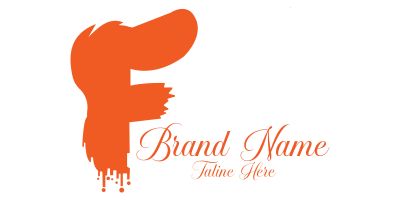 Creative Fox Tail & Paint Drip Letter F Logo 