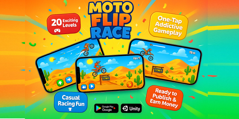 Moto Flip Race Casual Mobile Unity Game