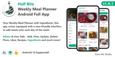 Half Bite - Weekly Meal Planner App - Android