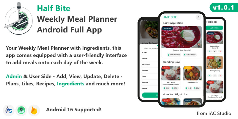 Half Bite - Weekly Meal Planner App - Android