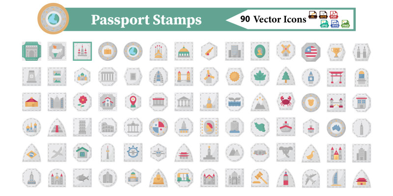 Passport Stamps Icons Pack