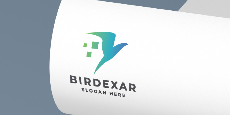 Abstract Digital Bird in Flight Logo