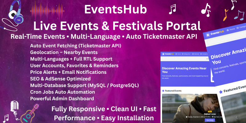 EventsHub – Live Events And Festivals Portal