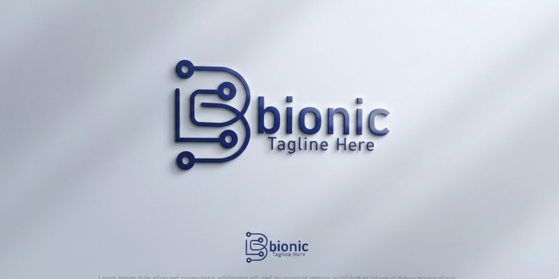 Modern Bionic Letter B Tech Logo with Circuit Boar