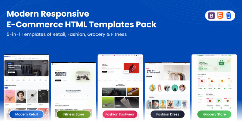 Modern Responsive E-commerce HTML Templates Pack