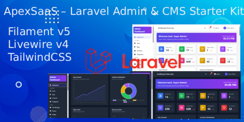 ApexSaaS – Laravel Admin & CMS Starter Kit