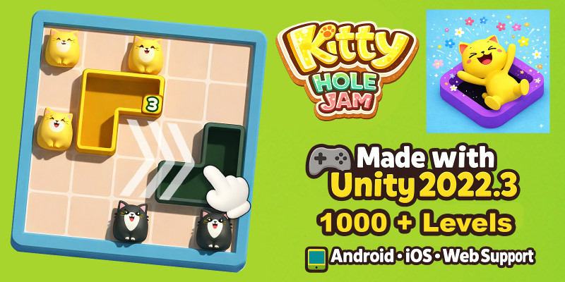 Kitty Hole Jam – 1000 Levels Unity Source Code