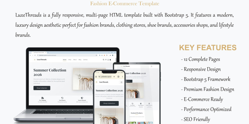LuxeThreads Fashion eCommerce HTML Template