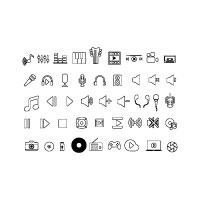 Modern Multimedia Icons Set on White Background