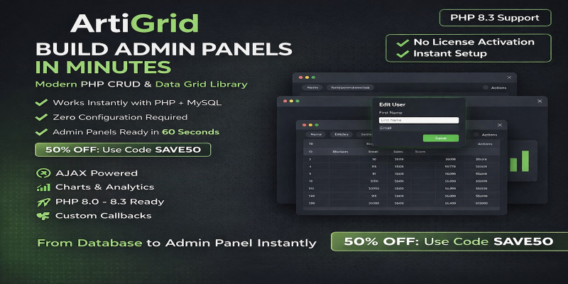 ArtiGrid - Modern PHP Table CRUD Engine