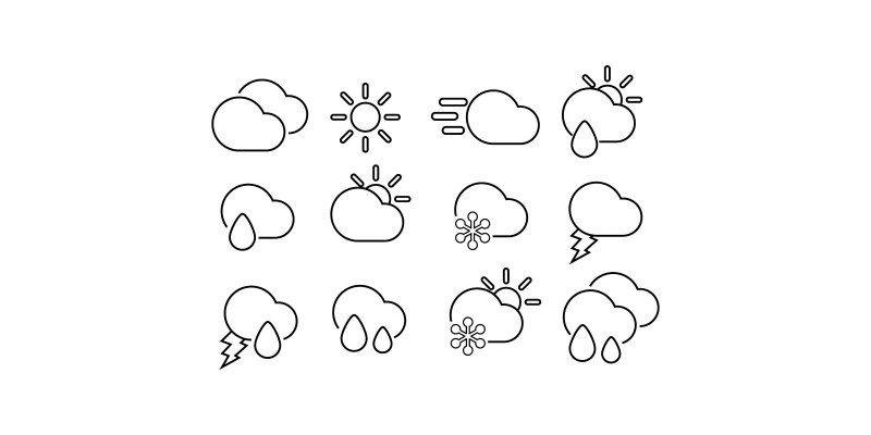 Complete Weather Icon Set for Forecast Apps UI 