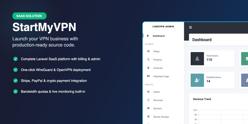 StartMyVPN - WireGuard OpenVPN SaaS Platform