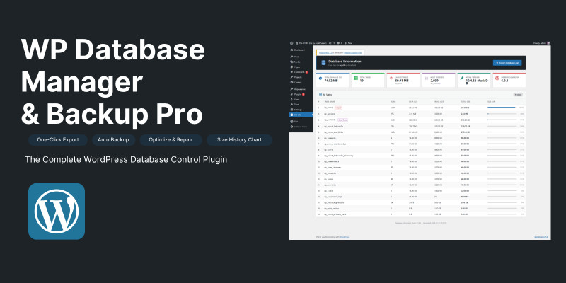 WP Database Manager And Backup Pro Plugin
