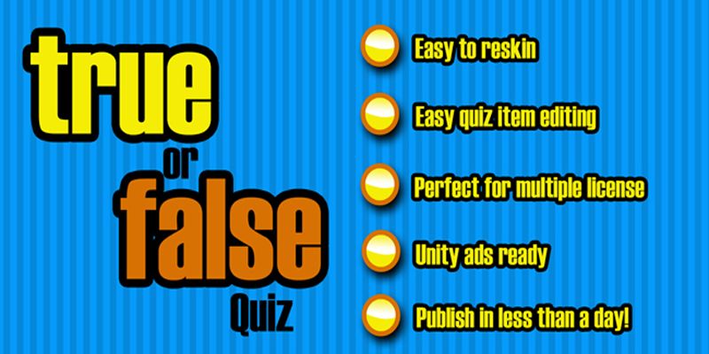 True Or False Quiz - Unity Game Source Code | Codester