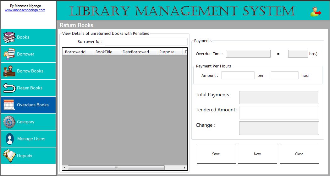 Graphical Library System by Manasesn Codester