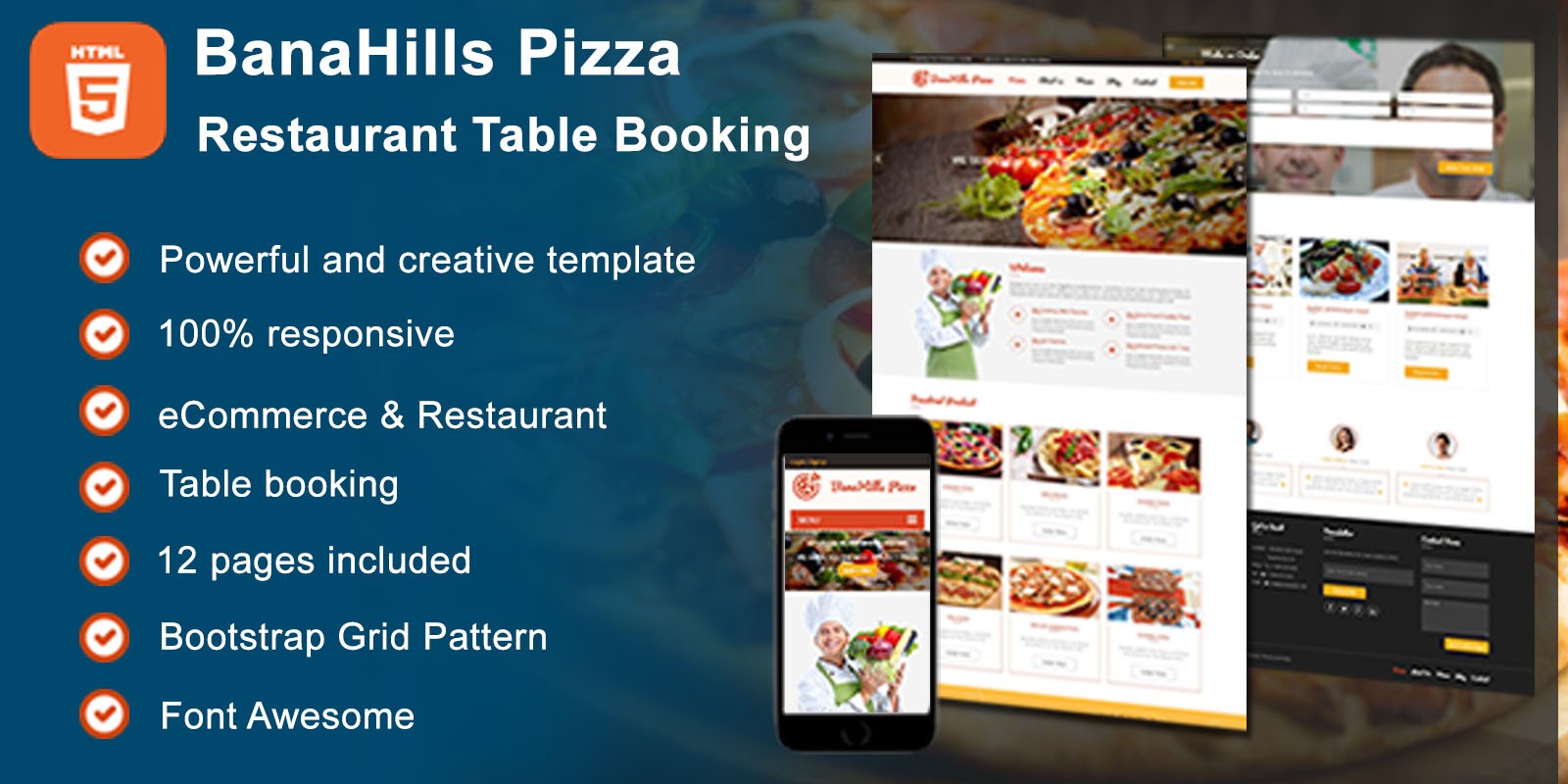 Pizza - Restaurant Table Booking HTML Template | Codester