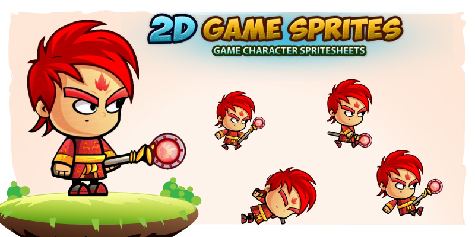 firemage 2d game character sprites